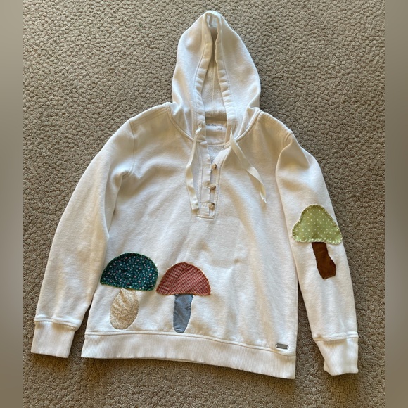 Eddie Bauer Tops - Mushroom patchwork white hoodie